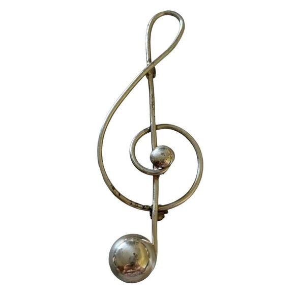 Vtg Lang Sterling Silver Treble Cleft Pin Brooch 5.97g - Picture 1 of 7